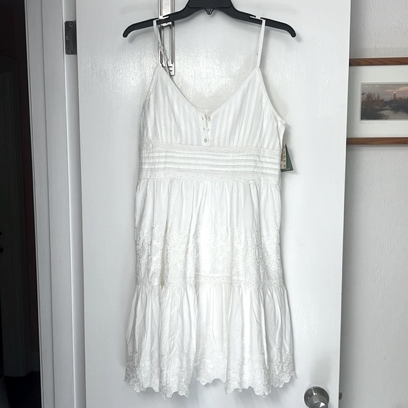 Roper Dresses & Skirts - 8. Roper white cotton spaghetti strap dress Sz M side zipper, adjustable straps
